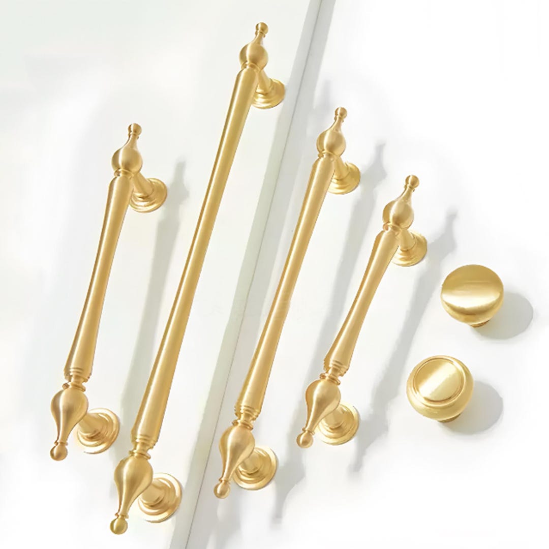High Quality Brass Cabinet Pulls Knobs Solid Brass Kitchen Door Handles ...