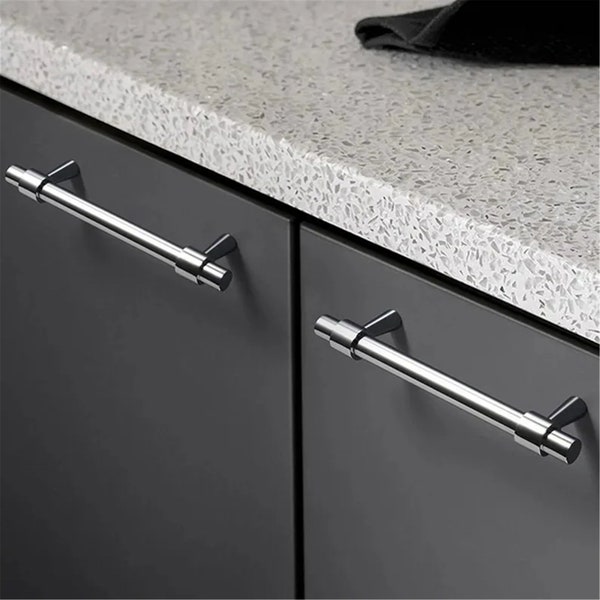 3.78"5"6.3"7.56"Chrome Cabinet Pulls Solid Dresser Knob Handle Silver Chrome Drawer Pull T Bar Knobs Chrome Cabinet Hardware