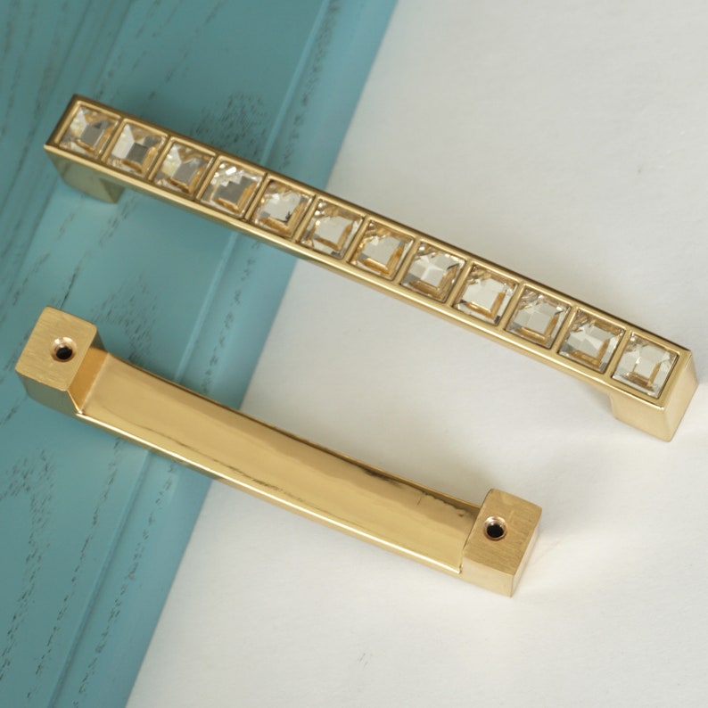 3.78'' 5'' Clear Gold Dresser Drawer Pulls Etsy