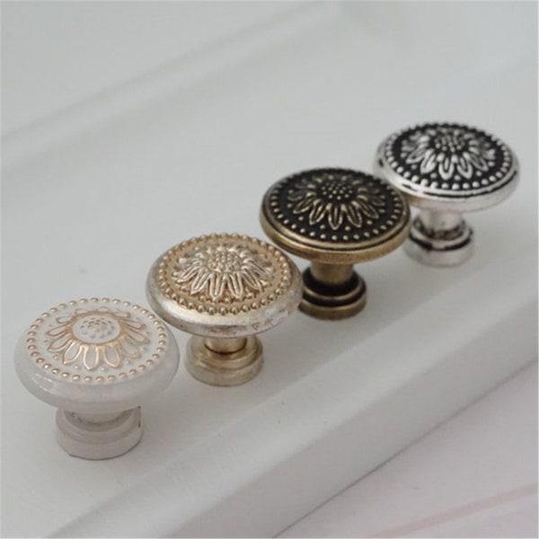 1" Small Knob Pulls Knobs Shabby Chic Dresser Pull Drawer Pulls Antique Silver Black Bronze Cream White Gold Cabinet 25mm