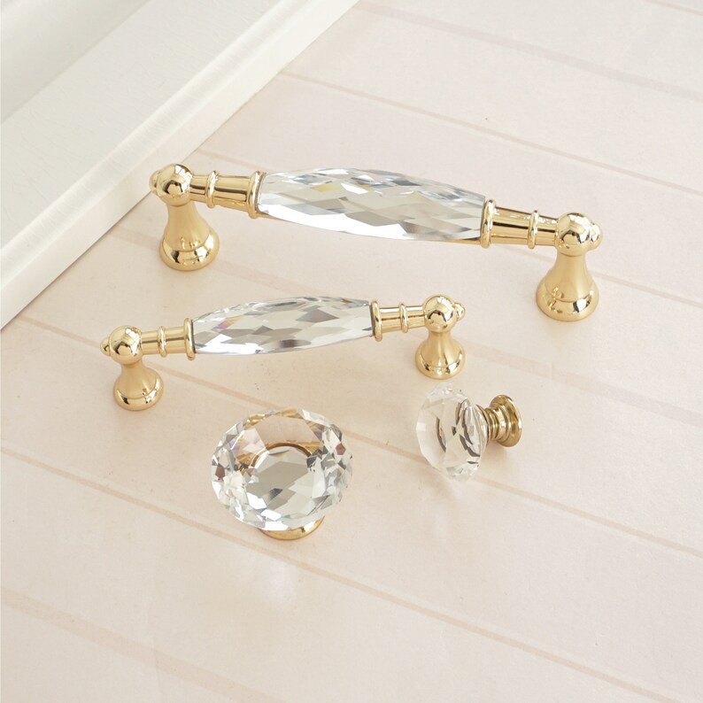 3.78 5 Gold Clear Drawer Pulls Knob Dresser Knobs Etsy