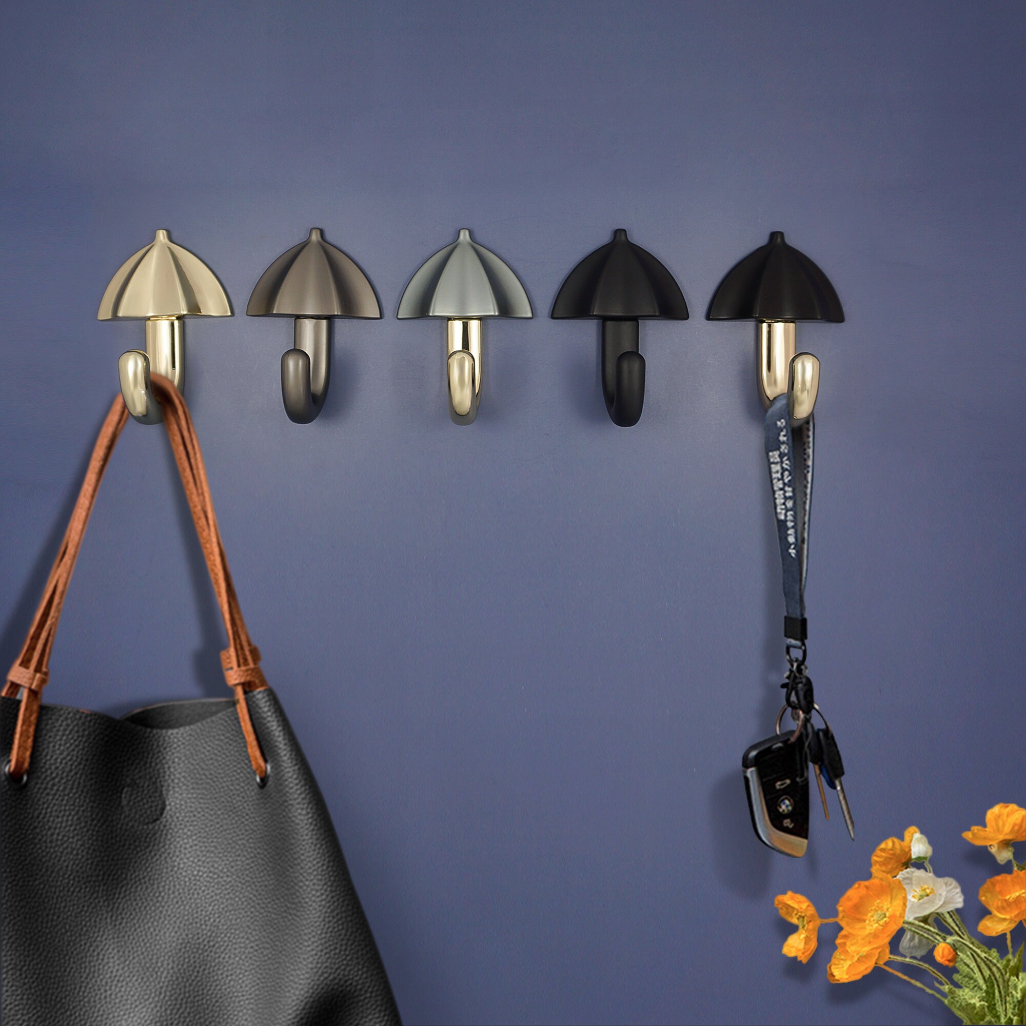 Umbrella Black Gold Wall Hooks Hat Hooks Coat Hooks Bathroom Etsy