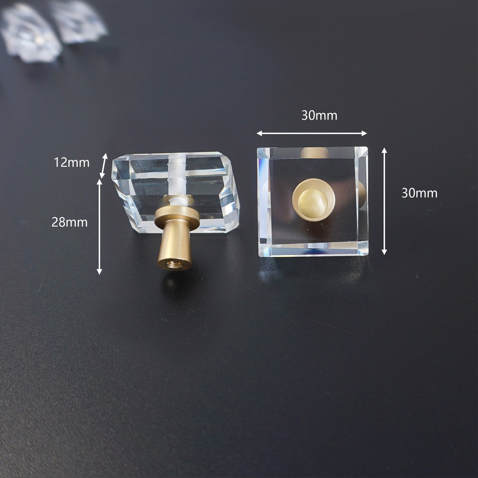 Square Brass Acrylic Knob Kitchen Knobs Pulls Gift Etsy