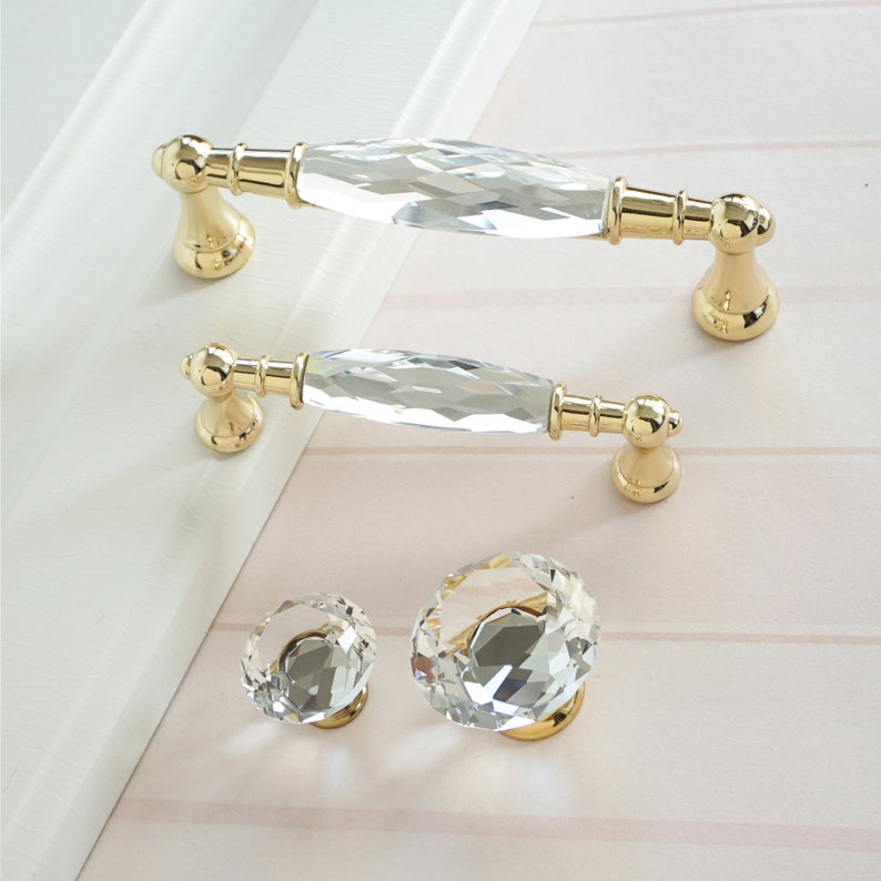 3.78 5 Gold Clear Drawer Pulls Knob Dresser Knobs Etsy