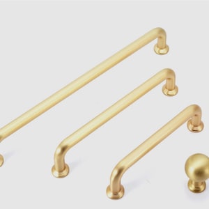 3.78" 5" 7.55" Brushed Brass Cabinet Handles Dresser Pull Drawer Pulls Knobs  Kitchen Cabinet Pulls Black Cupboard Handles 96 128 192mm