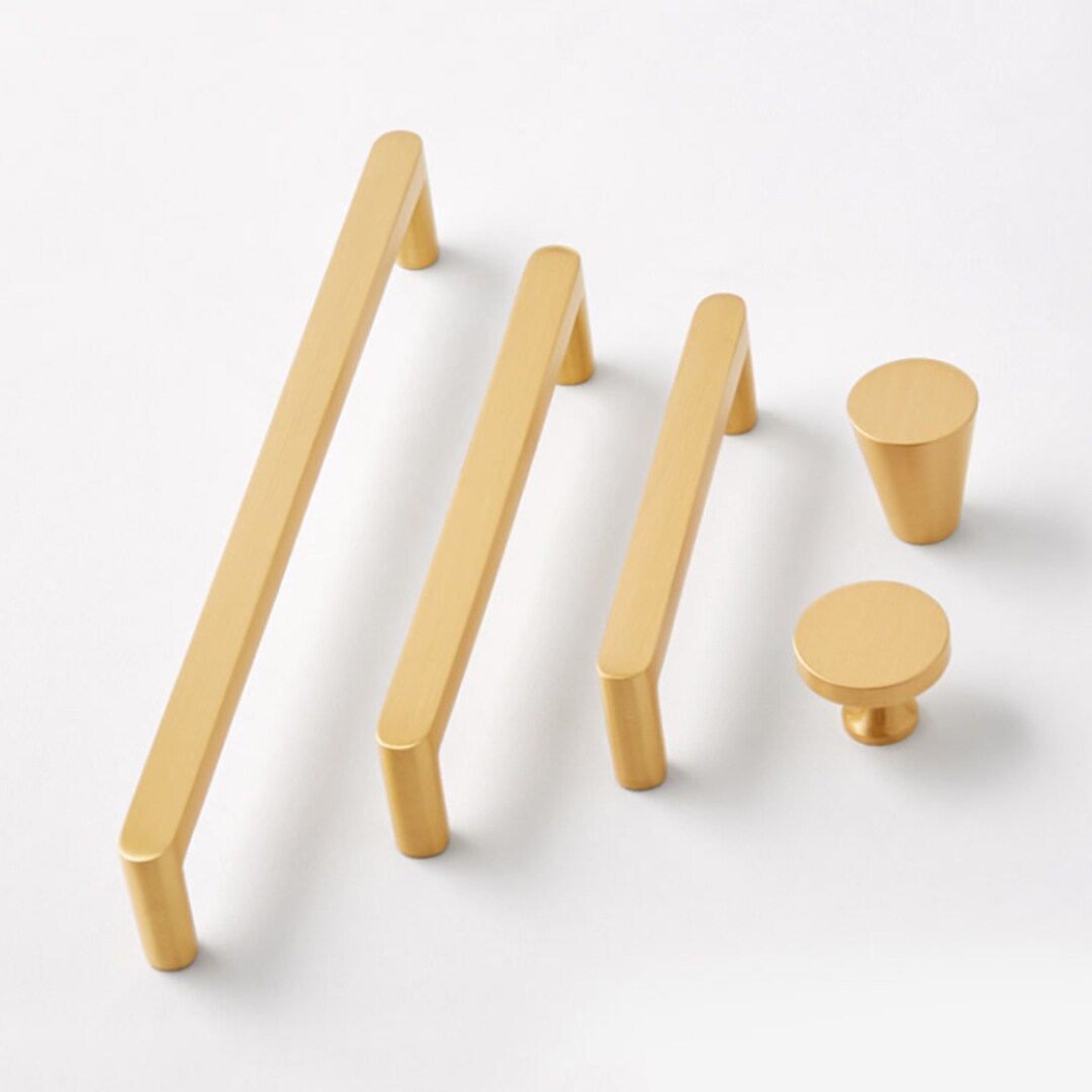 3.78" 5.0" 7.55" Modern Solid Brass Kitchen Cabinet Drawer Knobs and ...