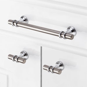 3.75" 5.0" 6.3" 7.55" Nickel Chrome Drawer Pulls Knobs Handles Modern Dresser Knobs Kitchen Pulls Knobs Cabinet Handles 96 128 160 192mm