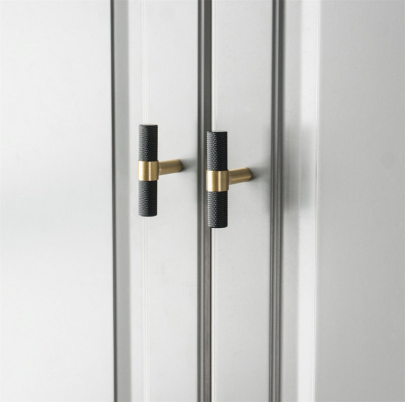 3.78 5.0 Black T Bar Knobs Pulls Knurling Drawer Etsy UK