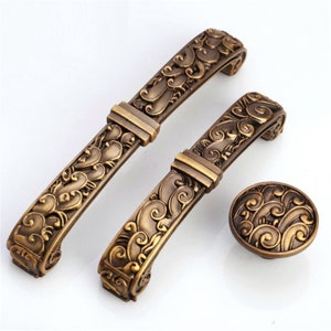 3.78'' 5'' Antique Coffee Brass Retro Drawer Pulls Handles Knobs Kitchen Cabinet Handle Door Knob Handle Pull Hardware Rustic Decor 96 128mm