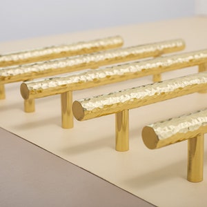 2.53.78'' 5.0 6.38.8 12.6Solid Brass Drawer Pulls Handles Cabinet Door Handle Knob Dresser Knobs Hammer grain Wardrobe Pulls image 4