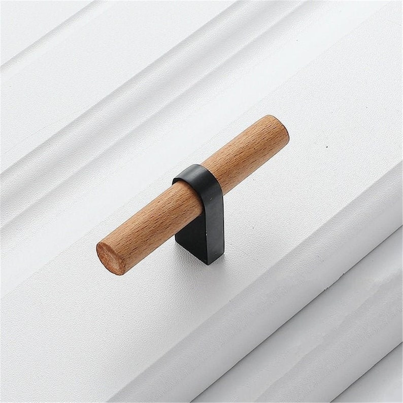 3.0 3.78 5'' Black Beech Cabinet Pulls Knob Black Handles Dresser Knobs Brushed Nickel Drawer Pull Handles Solid Wood T Bar Pulls image 7