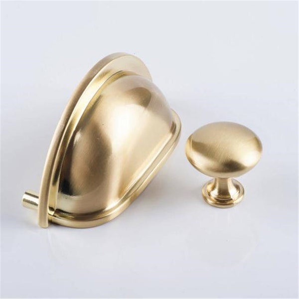 3" Brushed Gold Brass Cup Pulls Drawer Knob Pull Handles Dresser Knobs Handle Pulls Bin Cabinet Door Handles Knobs Kitchen Handle Pull 76mm