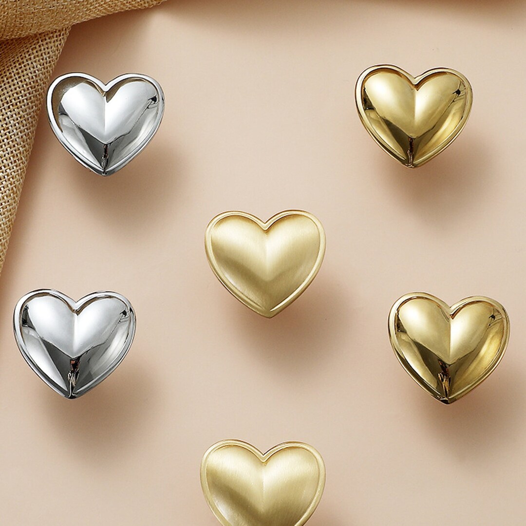 Gold Brass Chrome Heart Drawer Knobs Pulls Knobs Furniture