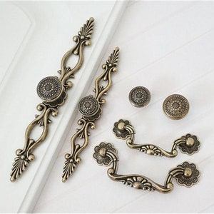 Vintage Style Drawer Knob Drop Ring Pendant Dresser Pull Drawer Knobs Pulls  Handles Antique Bronze Rustic Cabinet Knobs Retro Lynns Hardware 