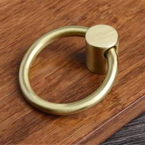 Pure Brass Material Ring Pulls Gold Brass Knobs  Dresser  Drawer Pull Handles Knob Drop Kitchen Cabinet Handle Pull Knobs Hardware Decor