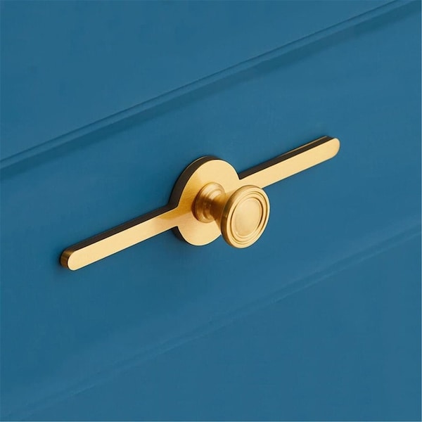 Brushed Brass Knob Back Plate Drawer Pull Knob Dresser Knob Kitchen  Pull Cabinet Door  Handles Cupboard Hardware Decor Cabinet Hardware