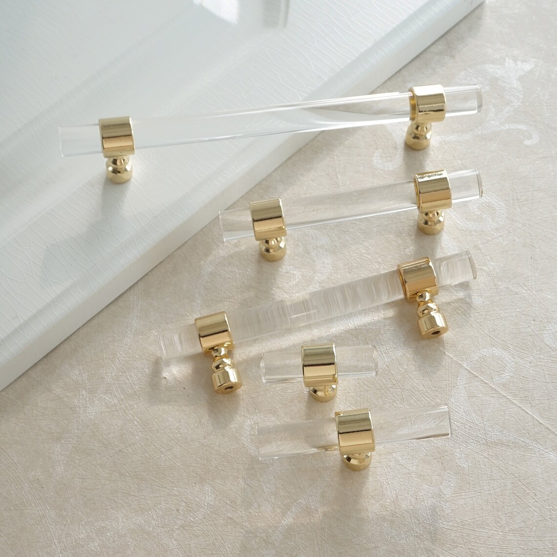 Customizable Drawer Pulls and Knobs Acrylic Gold Clear Etsy