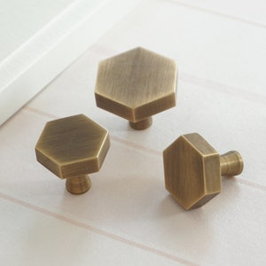 Antique Bronze Hexagon Brass Knob Kitchen Cabinet Knobs Pulls Drawer Knob Bright Brass Dresser Knobs Pulls Door Knob Handle Hardware