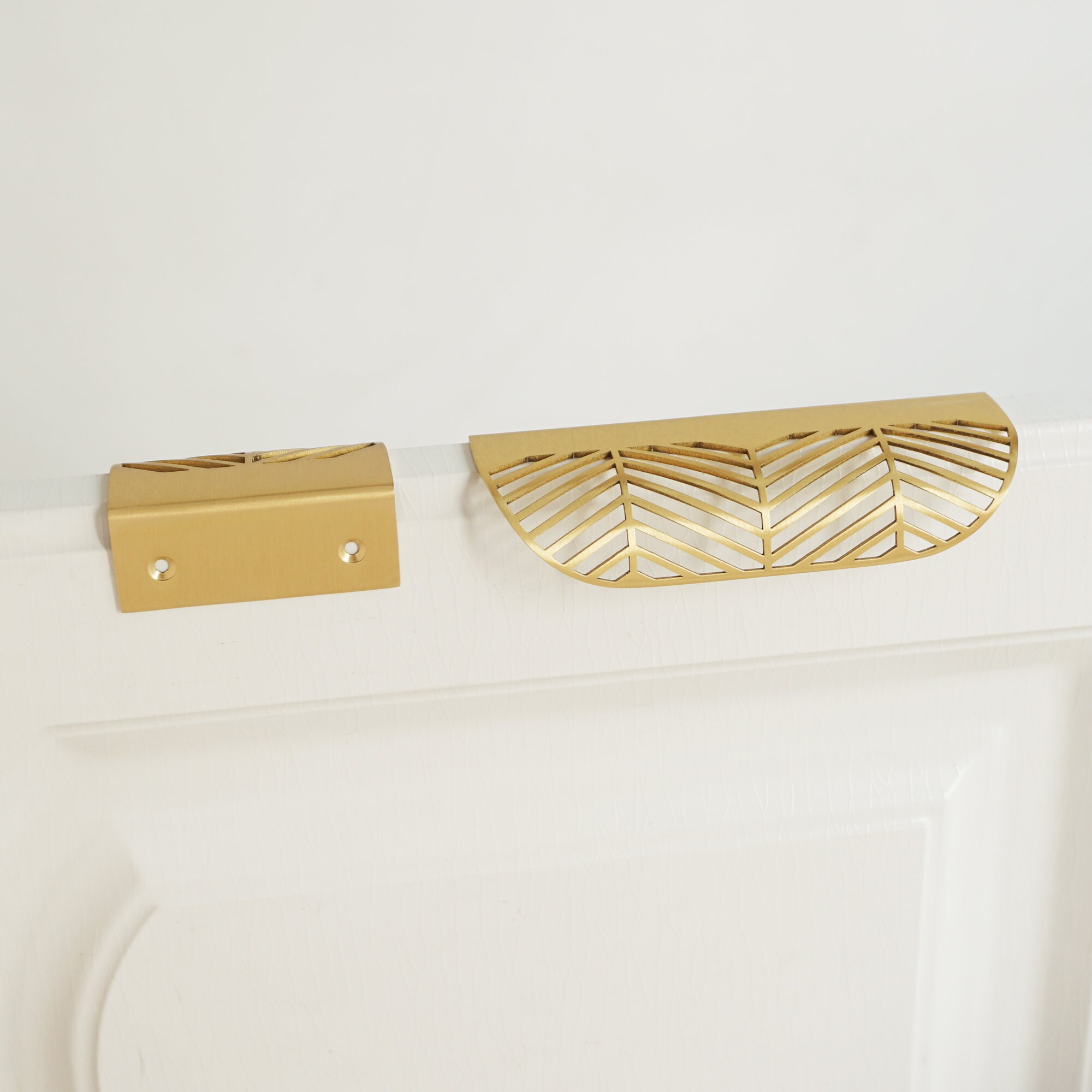 Leaf Design Brass Gold Handles Invisible Drawer Pulls Etsy