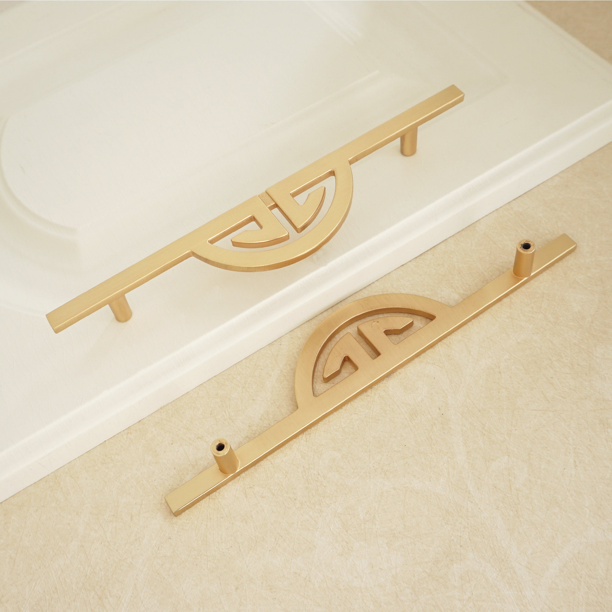 6.3'' Brushed Brass Door Handles Drawer Knobs Etsy