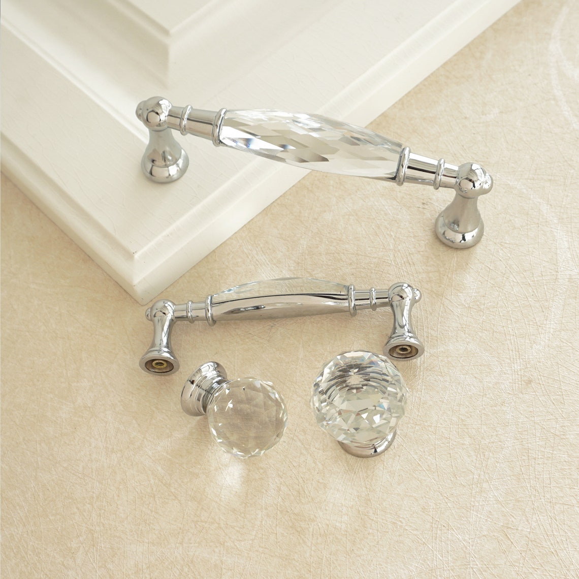 3.78 5 Glass Dresser Knobs Drawer Handles Pulls image 6