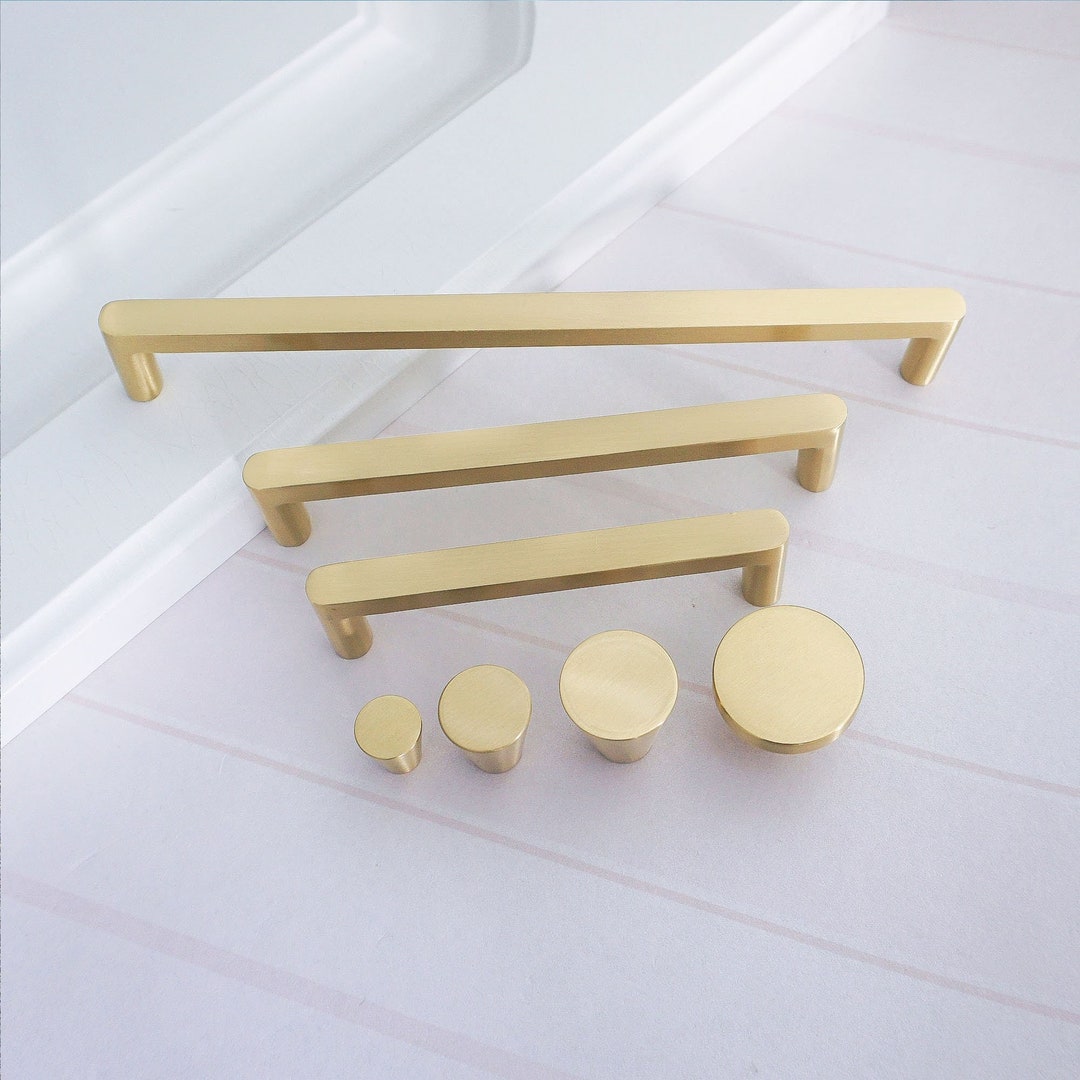 3.78" 5.0" 7.55" Modern Solid Brass Drawer Pulls Knobs Kitchen Pulls ...