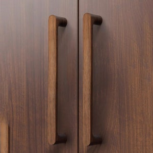 33.7857.56 Natural Wood Pulls Handles Oak Walnut Dresser Handle Simple Kitchen Hardware Minimalism Pulls Wooden Drawer Pull Round Knob image 4