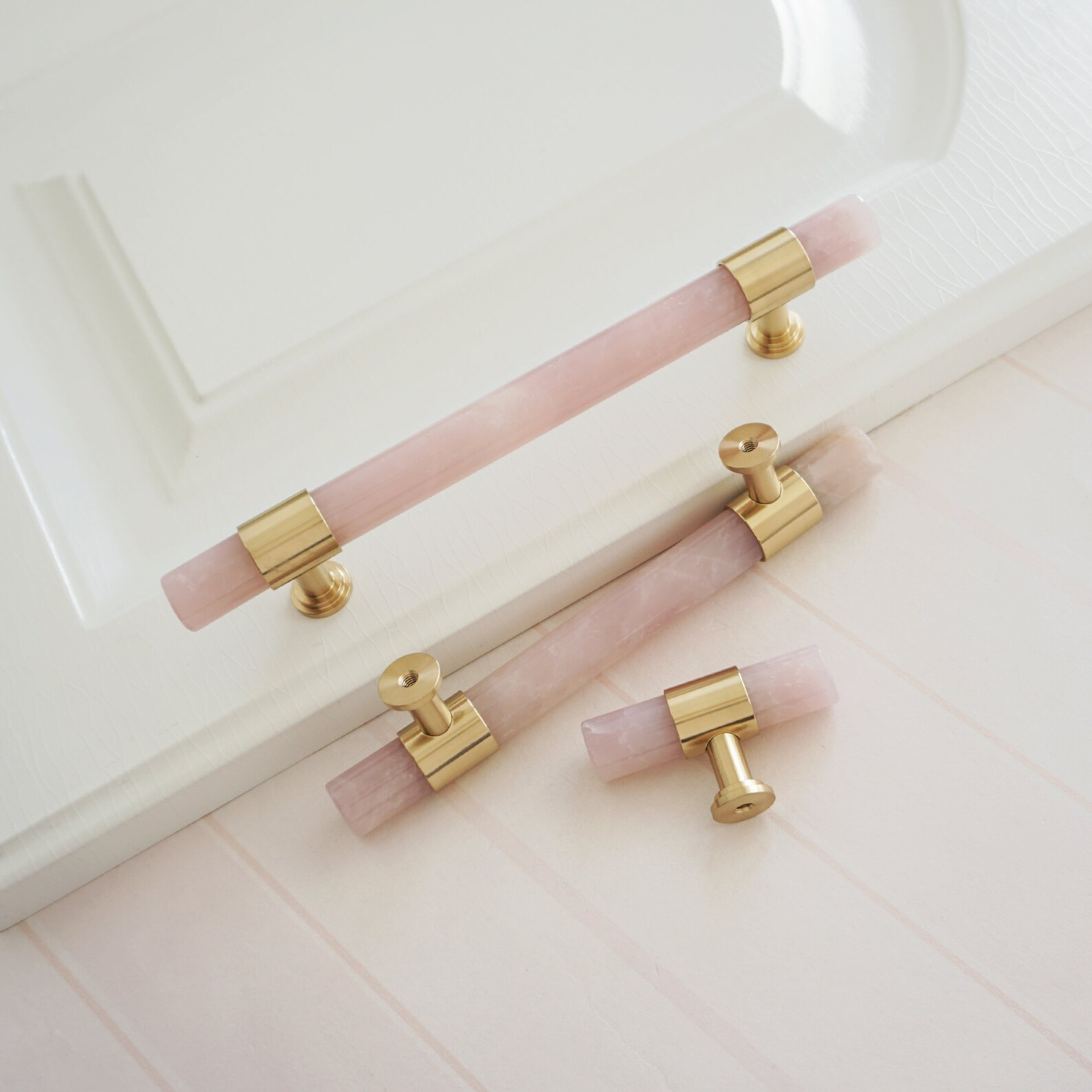3.78 5light Pink Kitchen Pulls Dresser Handles Nature Stone