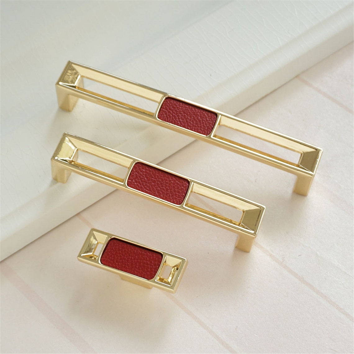 3.78'' 5'' Red Leather Door Handles Etsy