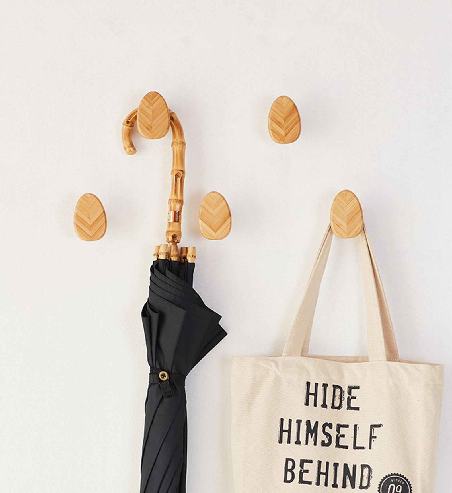 Solid Bamboo Wall Hooks Wood Hooks /creative Wall Hooks / Etsy
