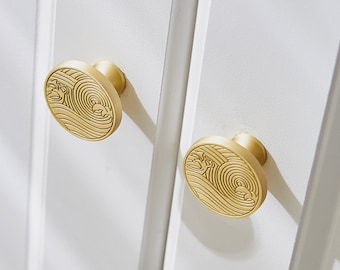 Solid Brass Knob Pulls  Dresser Pulls Knobs  Drawer Pulls Gold Cabinet Door Knobs Kitchen Hardware