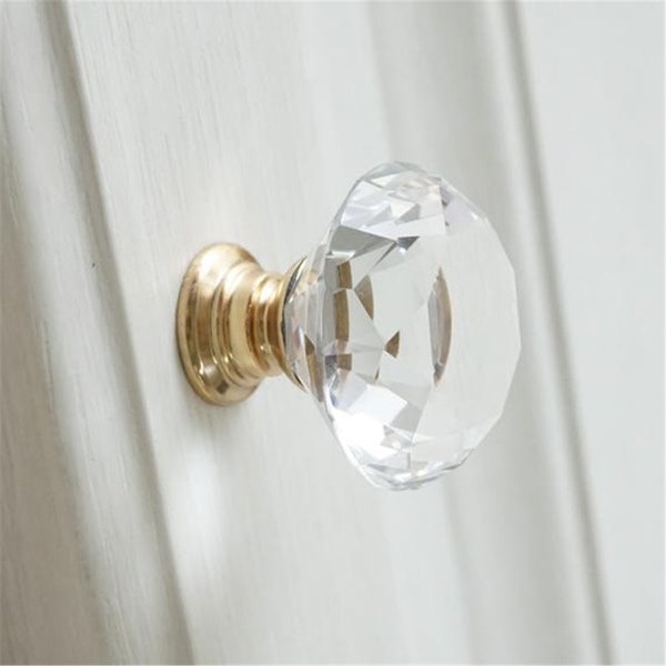 Crystal Drawer Knob Handles Dresser Knobs Pulls Cupboard Knobs Gold Clear Glass Knobs Drawer Knobs Pulls  Kitchen Cabinet Handles