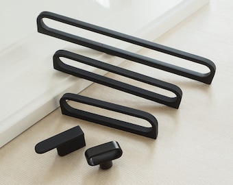 3.78'' 5'' 7.55'' 12.6'' Modern Cabinet Handles Knobs Hardware Black Drawer Pulls Dresser Knobs Kitchen Hollow Cupboard Handle Hardware