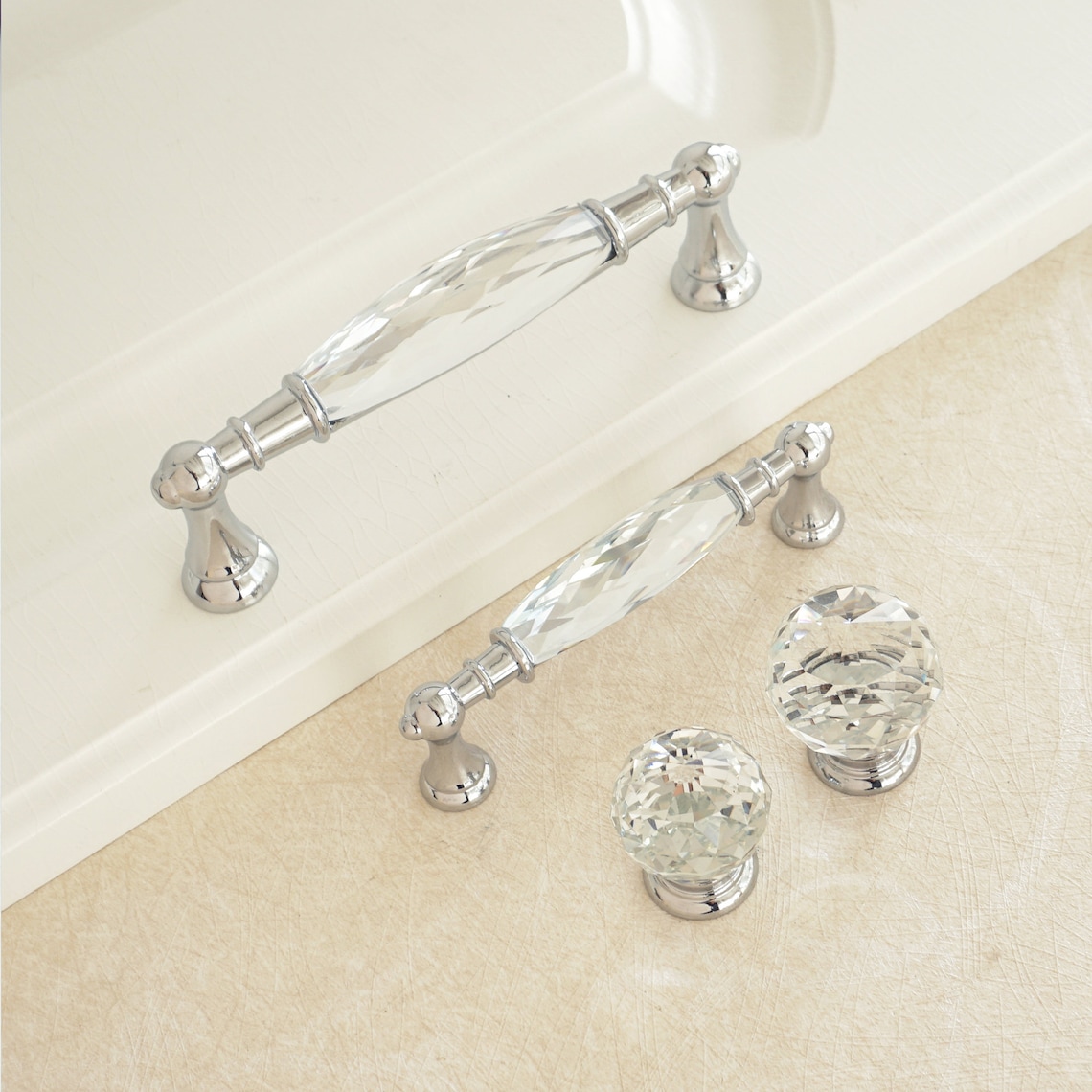 3.78 5 Glass Dresser Knobs Drawer Handles Pulls image 0