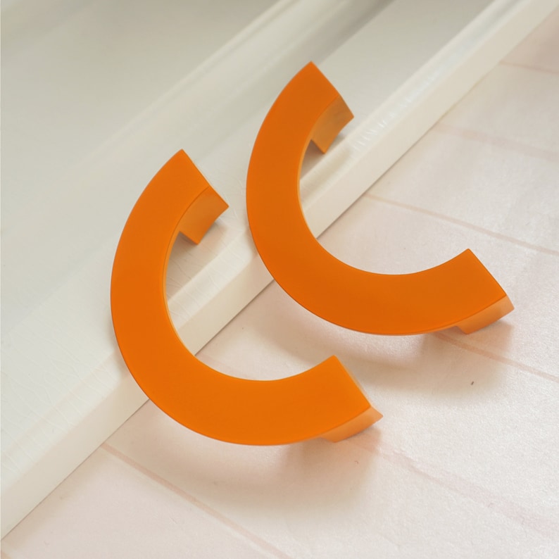 3.78''Orange Drawer Pulls Handles Dresser Pulls Cabinet Door Handles Pull Knob Kitchen Unique Modern Cuppboard Hardware Child Semicircle image 2
