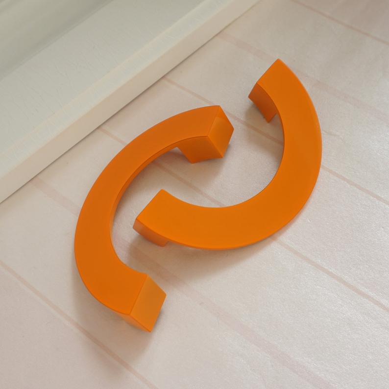 3.78''Orange Drawer Pulls Handles Dresser Pulls Cabinet Door Handles Pull Knob Kitchen Unique Modern Cuppboard Hardware Child Semicircle image 7