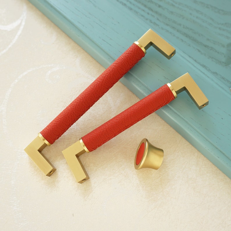 5'' 6.3 Solid Brass Drawer Pulls and knobs Red Etsy