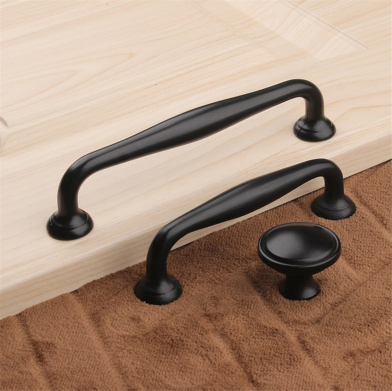 3 34/'/' 5/'/' Matte Black Cabinet Handles Black Brass Drawer Knobs Pull Handles Dresser Pulls Kitchen Knob Handle Hardware 96 128 mm