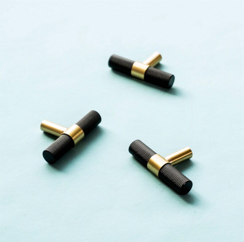 3 78 Black T Bar Knobs Pulls Drawer Pulls Handles Brass Cabinet