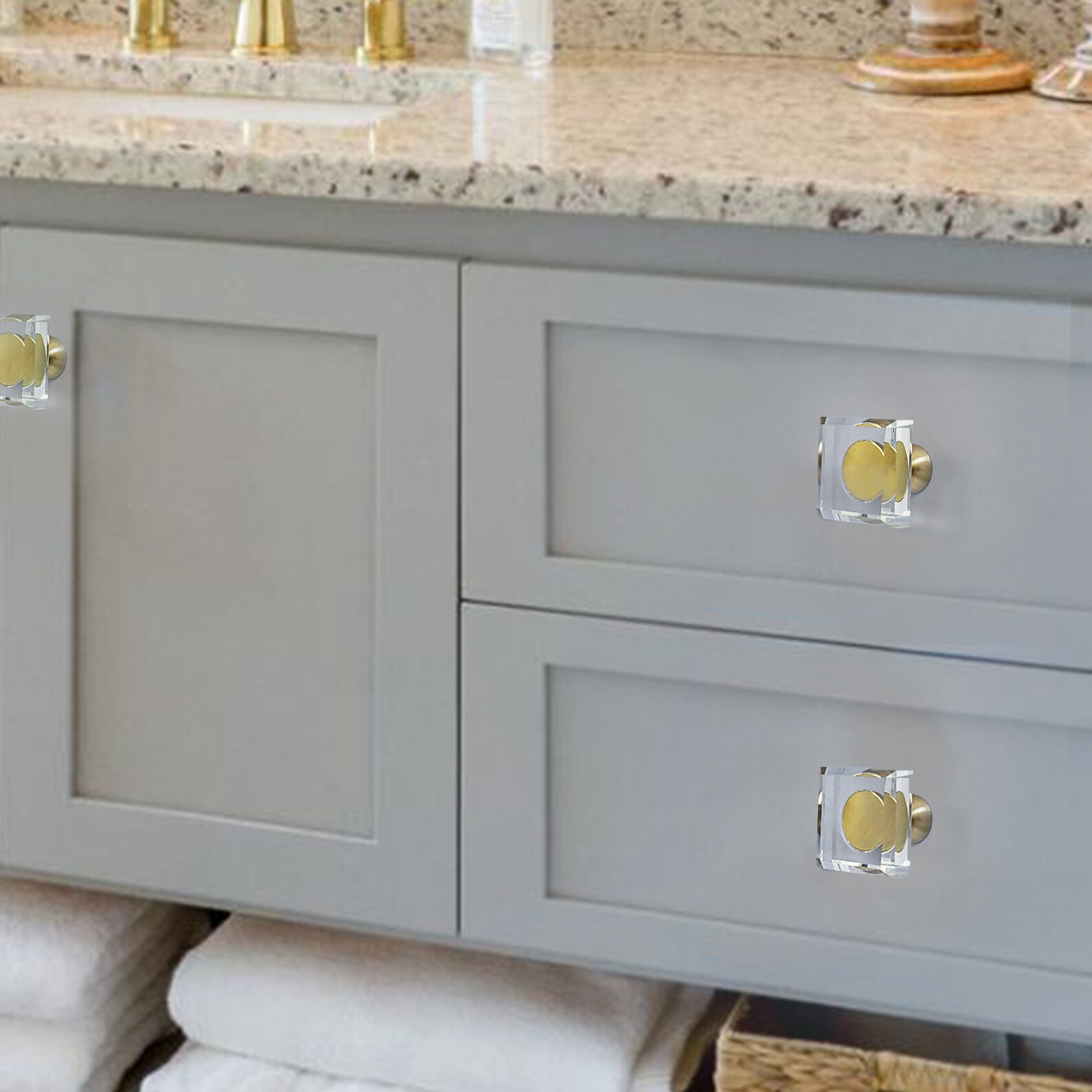 Square Brass Acrylic Knob Kitchen Knobs Pulls Gift Etsy