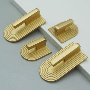 Track Design Brushed Brass Drawer Pull Kitchen Pull Dresser  Knobs  Unique Cabinet Pull  Kitchen Cabinet Handles Wardrobe Cupboard Handles