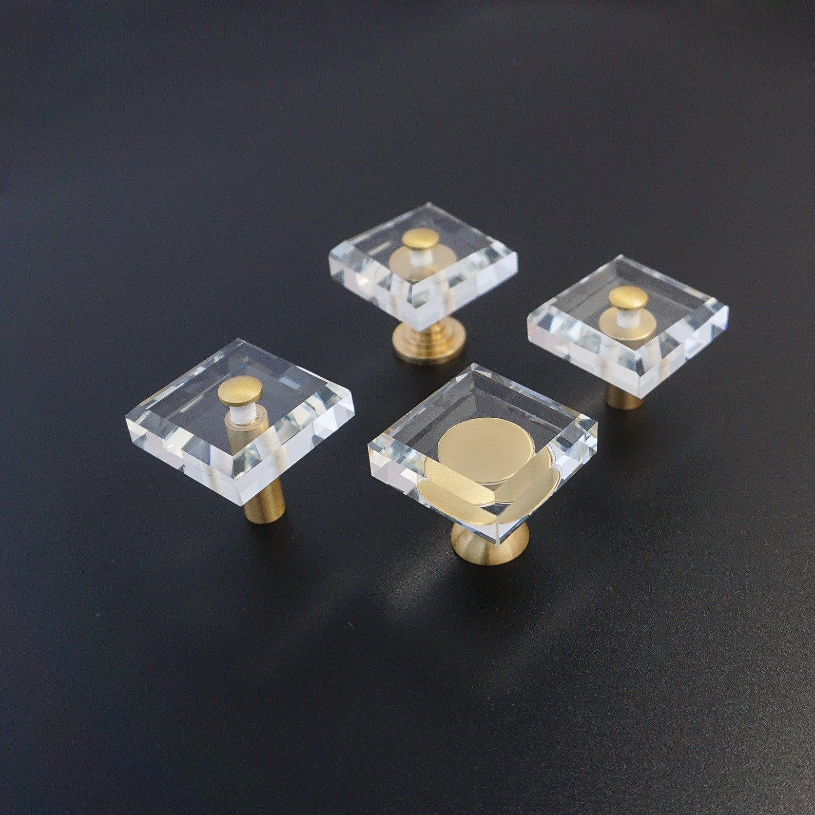 Square Brass Acrylic Knob Kitchen Knobs Pulls Gift Etsy