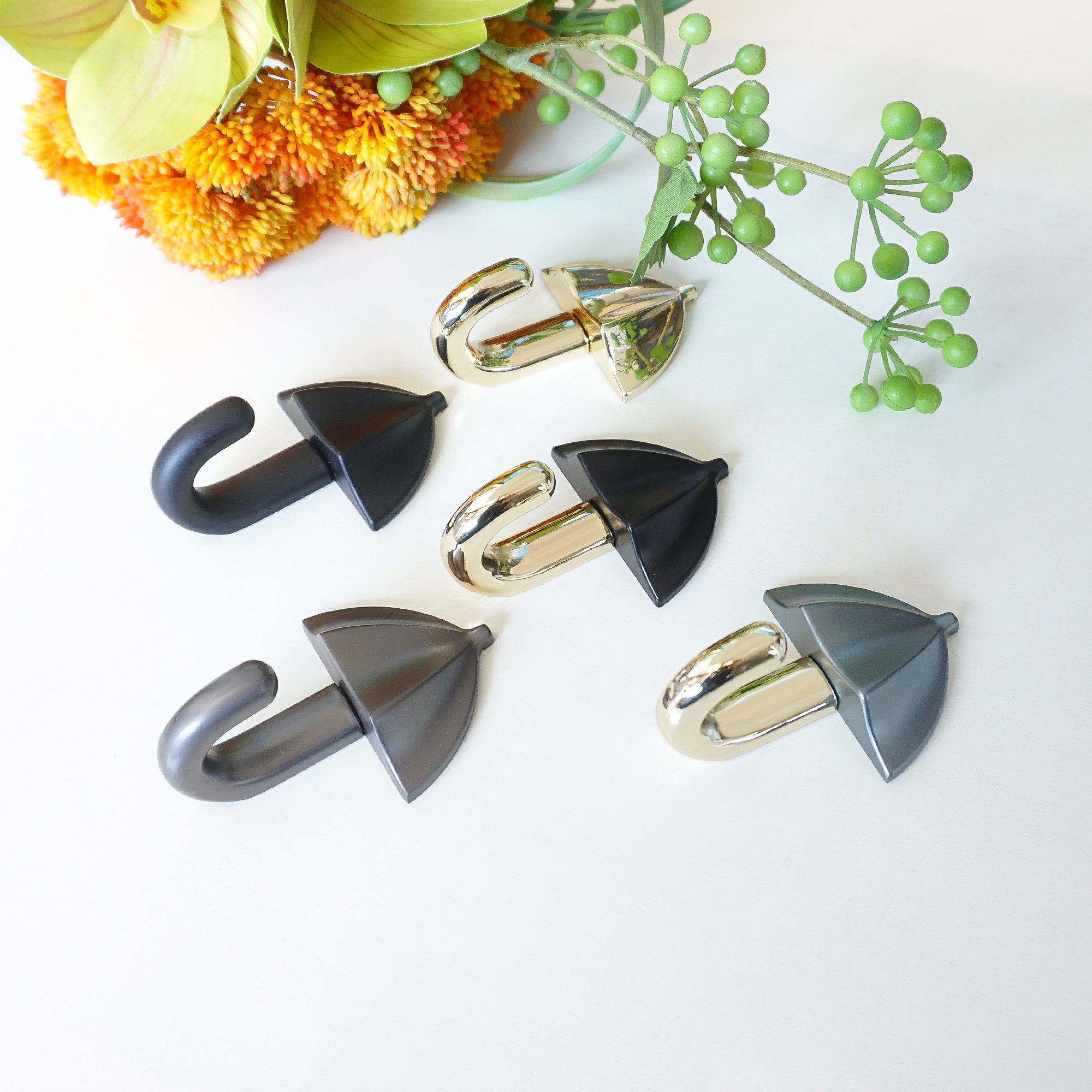 Umbrella Black Gold Wall Hooks Hat Hooks Coat Hooks Bathroom Etsy