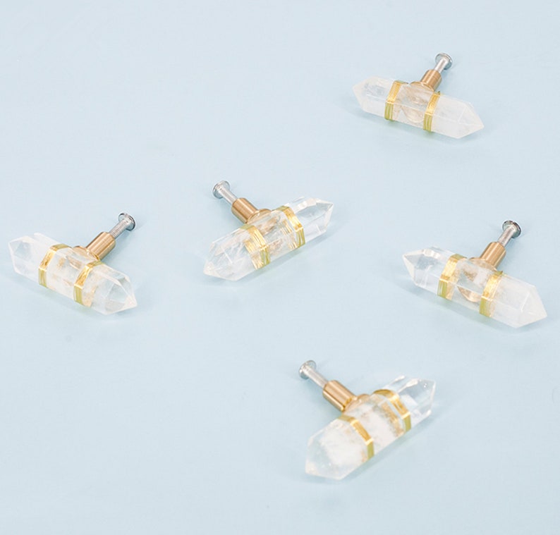 Crystal Stone Drawer Knobs Pull Brass T Bar Door Knobs Etsy