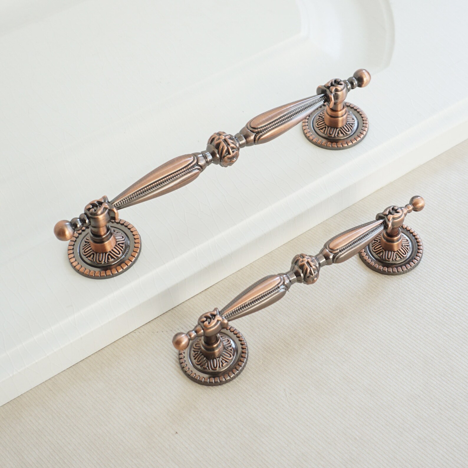 3.78 5.0 Antique Copper Drawer Pulls Handles Etsy
