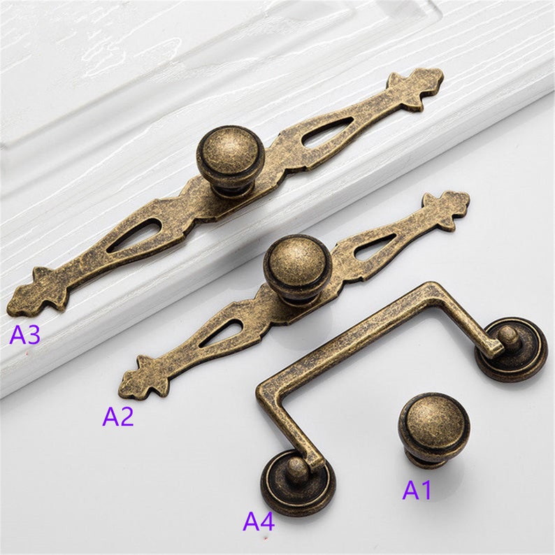 Antique Bronze Dresser Drawer Pulls Knobs Back Plate Furniture Etsy