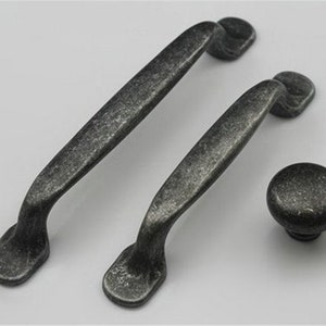 3.78" 5" Kitchen Cabinet Door Handles Drawer Pulls Handle Round Dresser Knob Pull Antique Black Silver Pewter Rustic Hardware Pull 96 128 mm