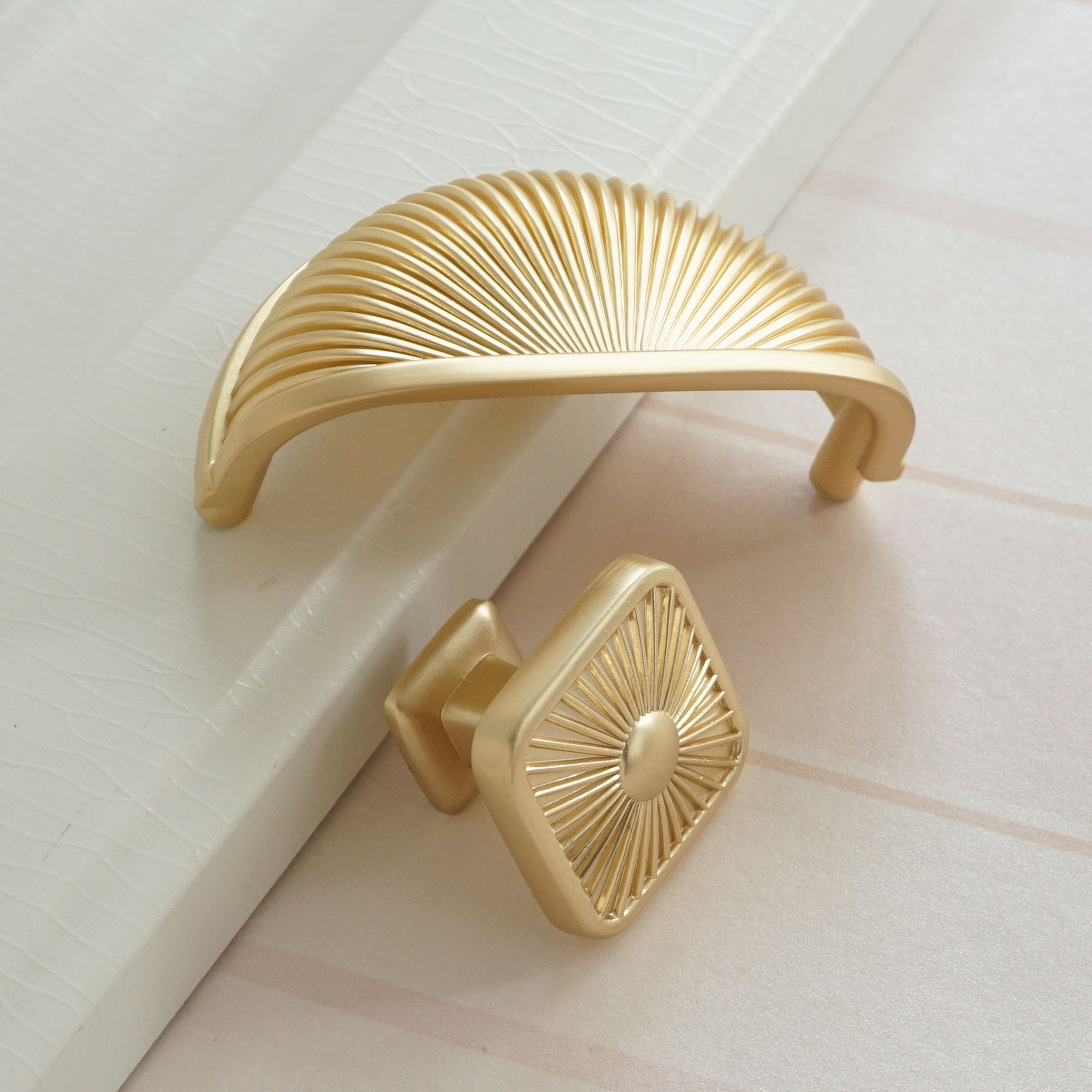 3 Brushed Brass dresser Knobs Drawer Knobs Kitchen | Etsy