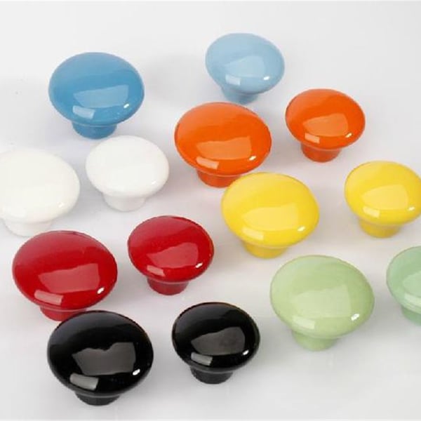 Colorful Ceramic Knobs Dresser Knob Drawer Pulls Handles Cabinet Knobs Kitchen Door Furniture Hardware White Black Yellow Red Green Orange