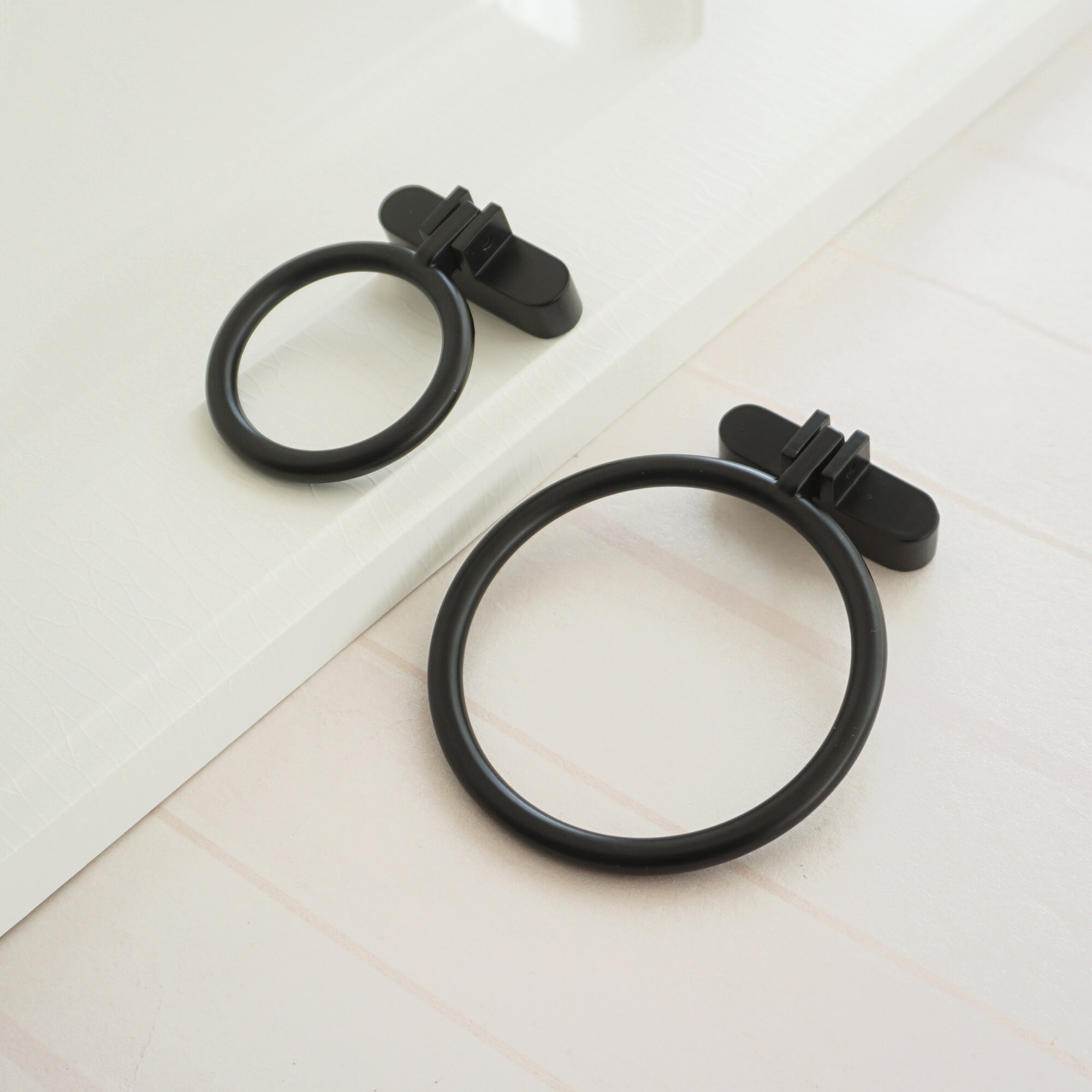1.25 Black Drop Ring Knobs Brass Knob Door Knob Etsy